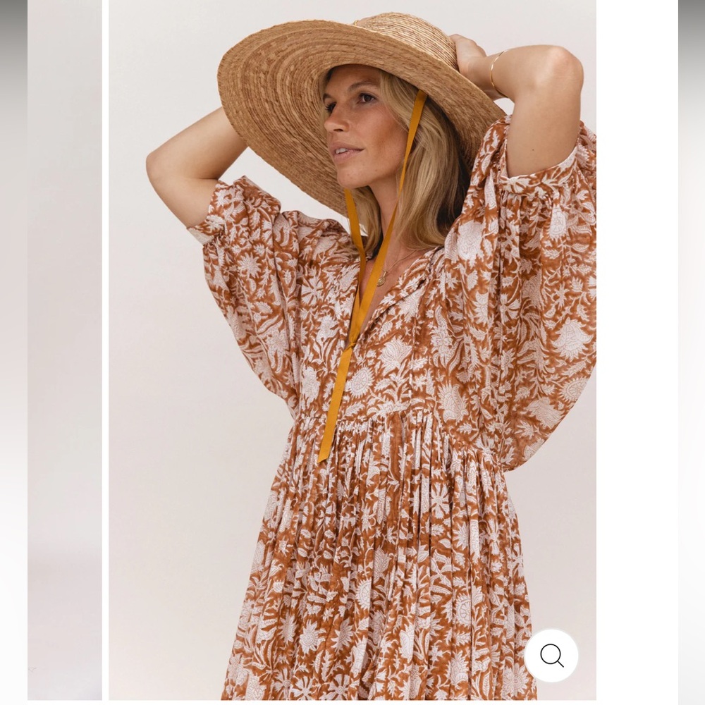 Daughters of India Kyra Midi Dress- Caramel, size S